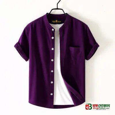 Fashionable half-sleeve shirt for men (Purple) - বাংলাদেশে সেরা দাম ও নতুন কালেকশন - গ্যালারি