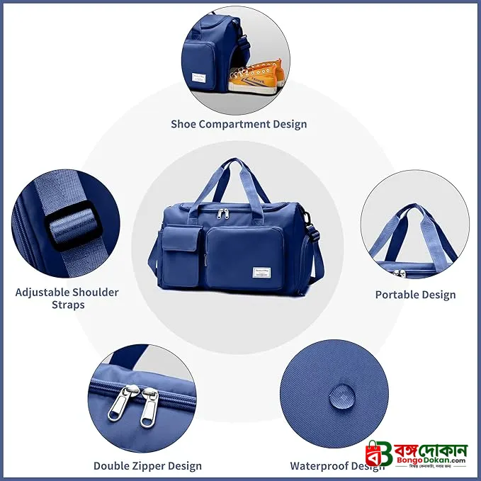 Fashionable Large Capacity Travel & Gym Bag - Blue - বাংলাদেশে সেরা দাম ও লাইফস্টাইল কালেকশন - গ্যালারি