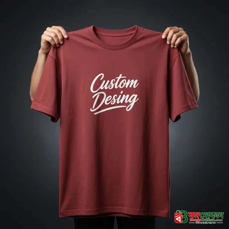 FIFA World Cup Special: 100% Cotton Custom Drop-Shoulder T-Shirt (Customize With Your Own Design) - Maroon - বাংলাদেশে সেরা দাম ও নতুন কালেকশন - গ্যালারি