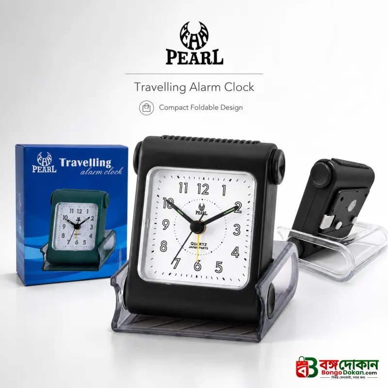 Foldable Travel Alarm Clock – Portable Quartz Analog Clock with Night Light, Battery Included (Multicolor, Acrylic) - বাংলাদেশে সেরা দাম ও অরিজিনাল কালেকশন - বাংলাদেশে সেরা অফার ও দাম