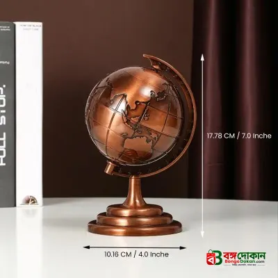Golden 3D Rotating World Map Globe Decoration Showpiece – Modern Metal Gold Wash Finish Tabletop Ornament, Aesthetic Home & Office Decor, Luxury Travel Gift & Photography Prop - বাংলাদেশে সেরা দাম ও কাস্টমাইজড কালেকশন - গ্যালারি