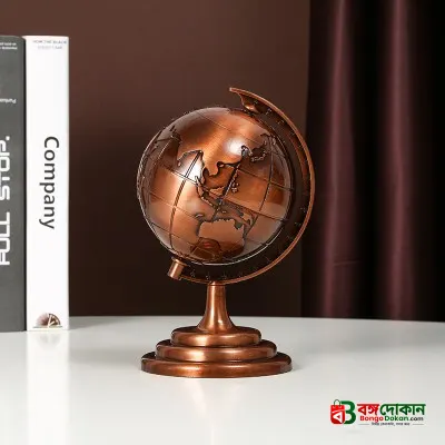 Golden 3D Rotating World Map Globe Decoration Showpiece – Modern Metal Gold Wash Finish Tabletop Ornament, Aesthetic Home & Office Decor, Luxury Travel Gift & Photography Prop - বাংলাদেশে সেরা দাম ও কাস্টমাইজড কালেকশন - গ্যালারি