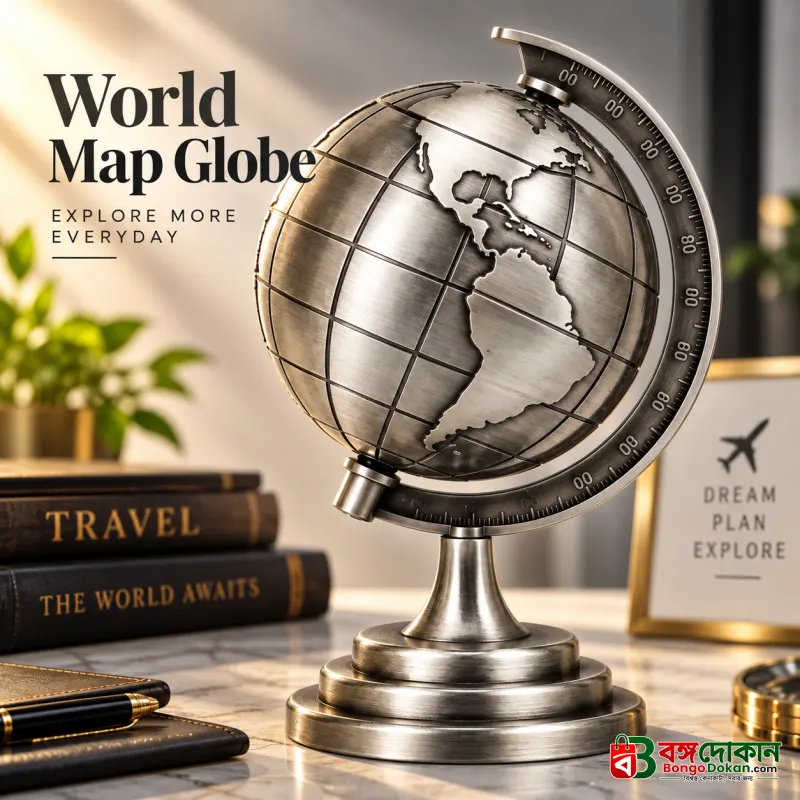 Golden 3D Rotating World Map Globe Decoration Showpiece – Modern Metal Gold Wash Finish Tabletop Ornament, Aesthetic Home & Office Decor, Luxury Travel Gift & Photography Prop - বাংলাদেশে সেরা দাম ও কাস্টমাইজড কালেকশন - বাংলাদেশে সেরা অফার ও দাম