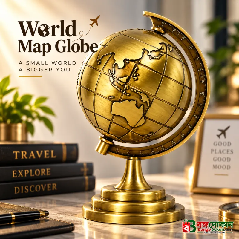 Golden 3D Rotating World Map Globe Showpiece – বাংলাদেশে সেরা দাম ও লাইফস্টাইল কালেকশন - বাংলাদেশে সেরা অফার ও দাম