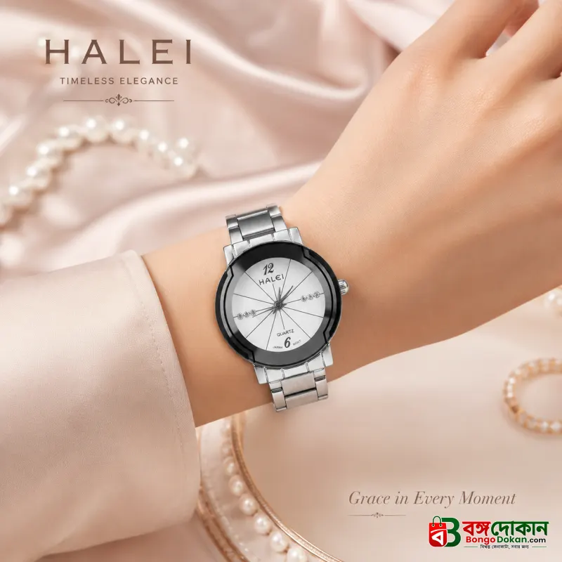 HALEI Premium Women's Quartz Analog Watch – Stainless Steel Strap, Round Case, Mineral Glass, Water Resistant, Elegant Japanese Movement Wristwatch for Ladies - বাংলাদেশে সেরা দাম ও আকর্ষণীয় কালেকশন - বাংলাদেশে সেরা অফার ও দাম