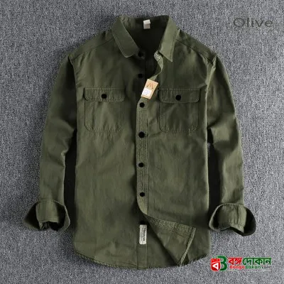 High Thickness Double Pocket Shirt  ( Green) - বাংলাদেশে সেরা দাম ও নতুন কালেকশন - গ্যালারি