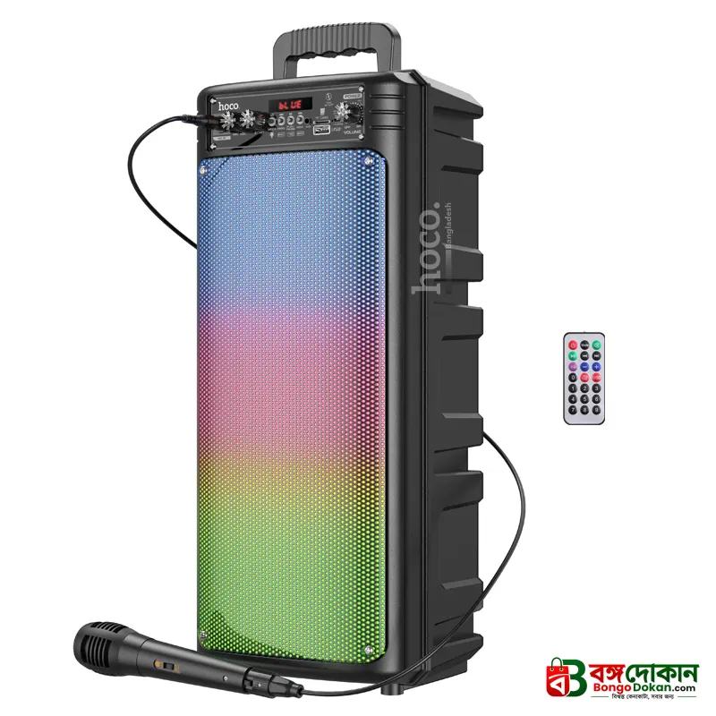 Hoco BS52 20W Karaoke Bluetooth Speaker – 6.5-Inch Dual Drivers, Bluetooth 5.0, TWS, FM, USB/TF Support, RGB Lights & Wired Microphone Included - বাংলাদেশে সেরা দাম ও স্পেসিফিকেশন - গ্যালারি