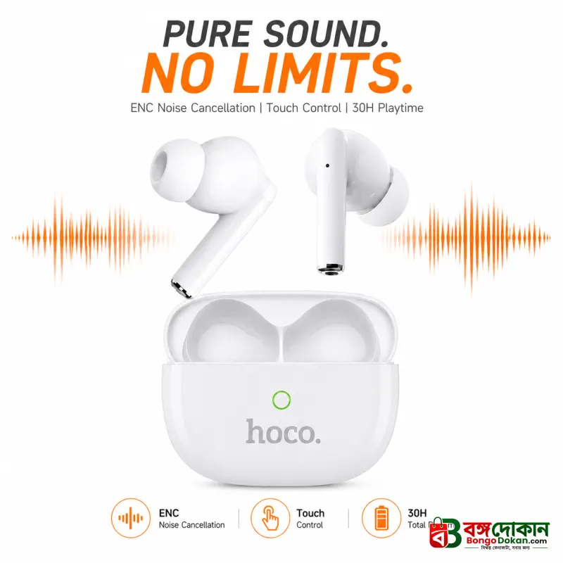 Hoco Y62-ENC True Wireless Bluetooth Earbuds – Hi-Res Audio Certified TWS with ENC Noise Cancellation, 30H Playtime & Bluetooth 5.4 - বাংলাদেশে সেরা দাম ও স্পেসিফিকেশন - বাংলাদেশে সেরা অফার ও দাম