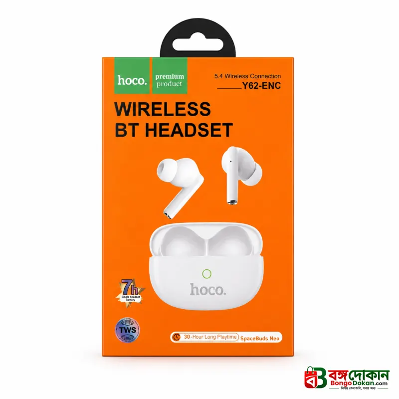 Hoco Y62-ENC True Wireless Bluetooth Earbuds – Hi-Res Audio Certified TWS with ENC Noise Cancellation, 30H Playtime & Bluetooth 5.4 - বাংলাদেশে সেরা দাম ও স্পেসিফিকেশন - গ্যালারি