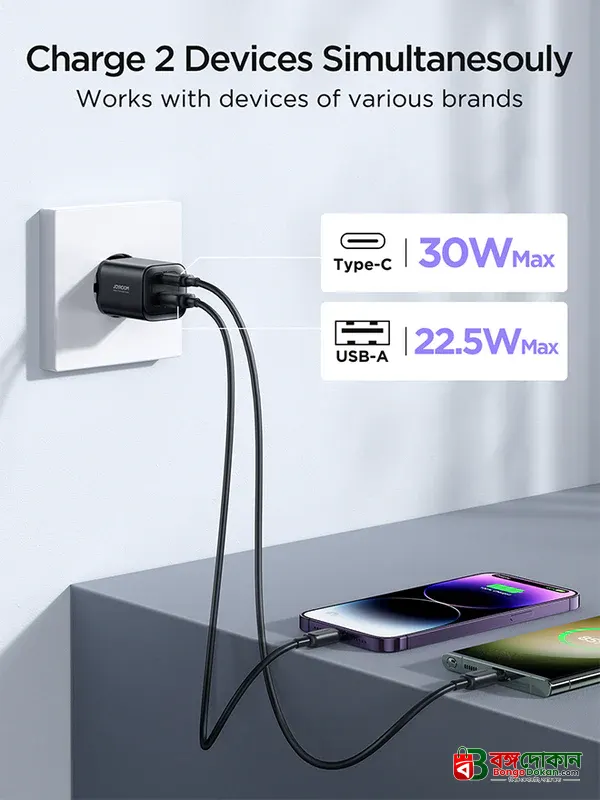 Joyroom JR-TCF08 Speed Series 30W Dual-Port Fast Charger – PD 30W & Samsung PPS 25W Wall Adapter with Multi-Protocol Support & Fireproof PC Shell - বাংলাদেশে সেরা দাম ও স্পেসিফিকেশন - গ্যালারি