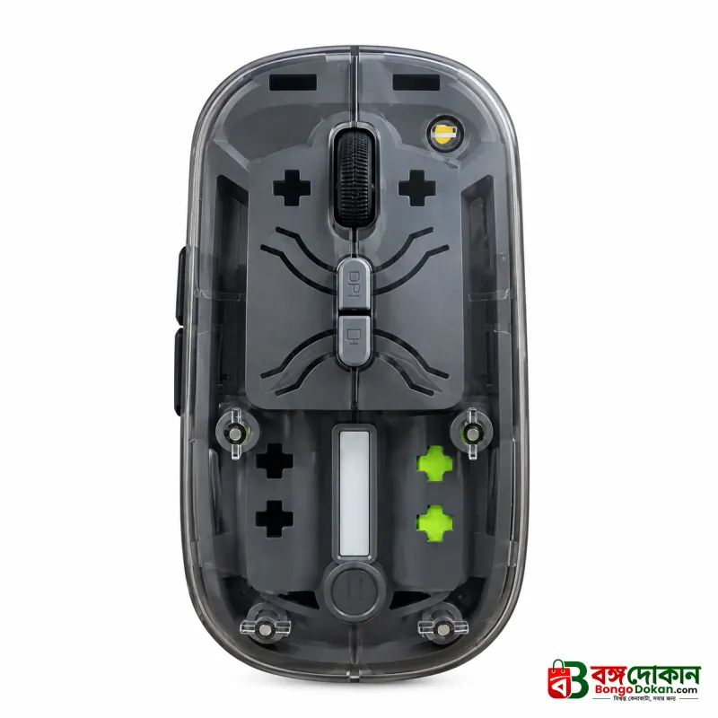 K-2100 Transparent Dual-Mode Rechargeable Wireless Mouse (2.4GHz & Bluetooth 5.2) – Crystal Clear Design, Silent Click, Type-C Charging, 3-Level Adjustable 800/1200/1600 DPI & Wide Compatibility - বাংলাদেশে সেরা দাম ও স্পেসিফিকেশন - গ্যালারি