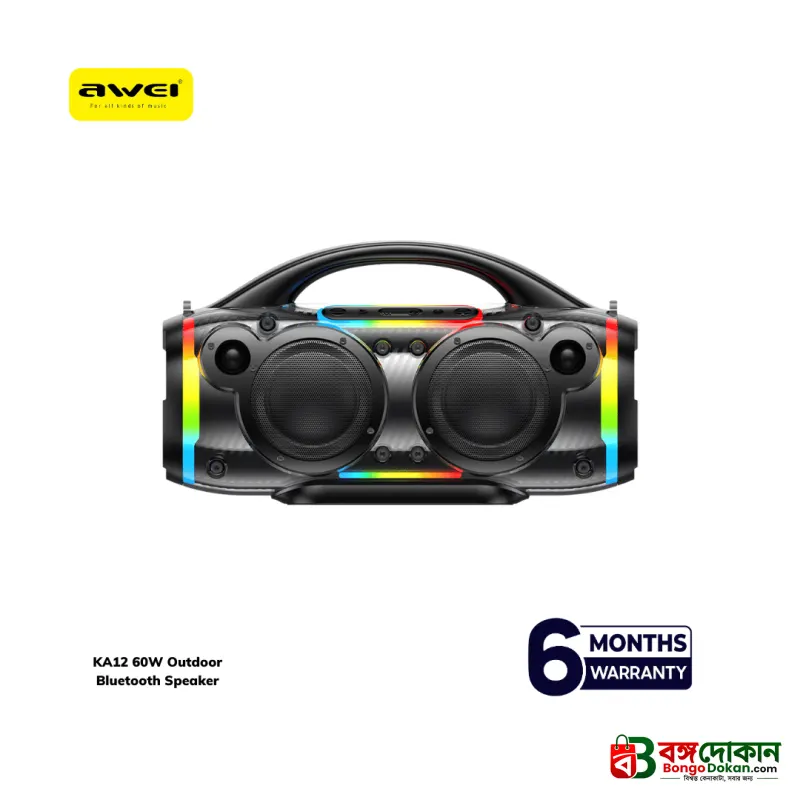 KA12 60W Outdoor Portable Wireless Bluetooth Speaker – JL V5.3, 4000mAh Battery, TF Card Support, Deep Bass & Hi-Fi Stereo Sound - বাংলাদেশে সেরা দাম ও স্পেসিফিকেশন - গ্যালারি