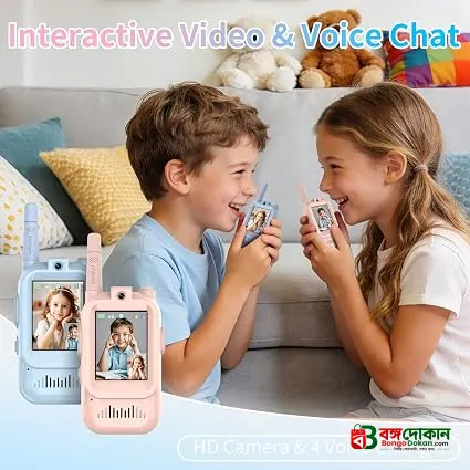 Kids Video Walkie Talkie 2-Way Intercom Set – 2.0" Screen, Built-in Camera, No SIM/Internet Required, Type-C Rechargeable Wireless Toy for Children - বাংলাদেশে সেরা দাম ও আকর্ষণীয় খেলনা - গ্যালারি