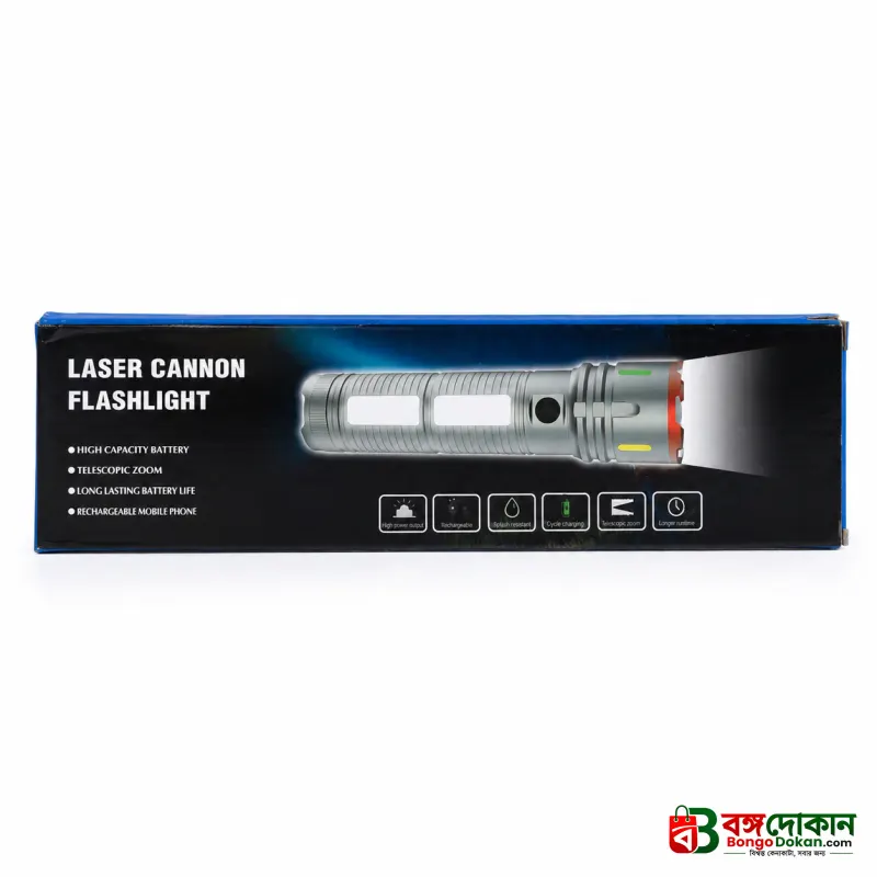 Laser Cannon X03 Metal Tactical Flashlight – High-Power Long-Lasting LED Torch with Built-In Power Bank & Durable Metal Body (8.5 Inch, 445g) - বাংলাদেশে সেরা দাম ও স্পেসিফিকেশন - গ্যালারি