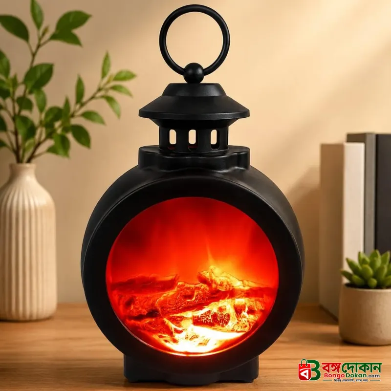 LED Flame Effect Lantern Lamp | Realistic Fireplace Illusion | Battery & USB Powered | Home, Bedroom, Office Décor | Warm Ambient Night Light - বাংলাদেশে সেরা দাম ও স্পেসিফিকেশন - গ্যালারি