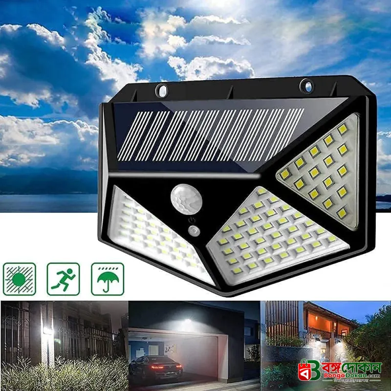 LED Outdoor Solar Motion Sensor Wall Light – 12W Waterproof Wireless Solar Spotlight with 3 Lighting Modes, 2200mAh Rechargeable Battery for Garden & Yard Security - বাংলাদেশে সেরা দাম ও স্পেসিফিকেশন - গ্যালারি