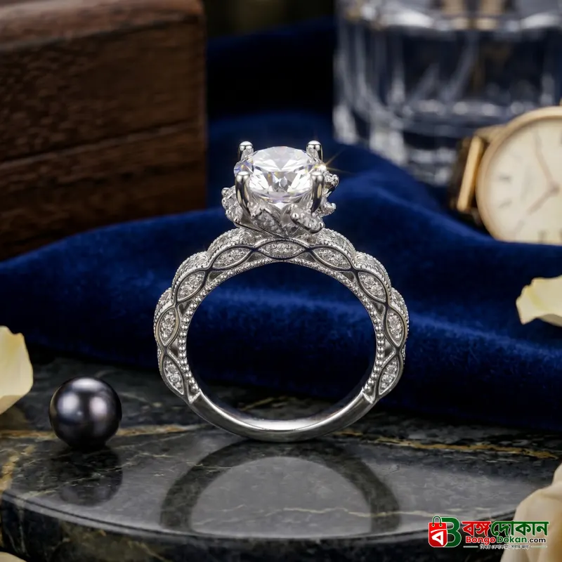 Luminous Embrace  Brilliant Center Stone with Twisted Band Womens Ring - বাংলাদেশে সেরা দাম ও এক্সক্লুসিভ ডিজাইন - বাংলাদেশে সেরা অফার ও দাম