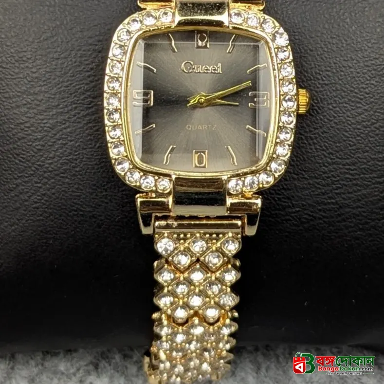 Luxury Golden Stone Studded Ladies Quartz Watch – Stylish & Elegant Design (Black Dial) - বাংলাদেশে সেরা দাম ও আকর্ষণীয় কালেকশন - গ্যালারি