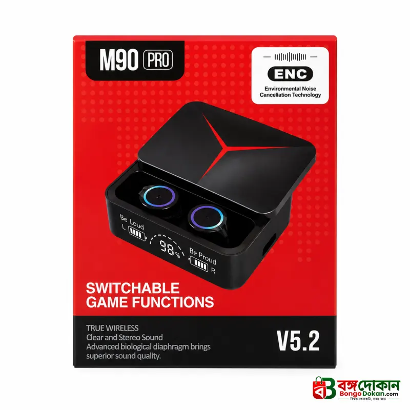 M90 Pro TWS True Wireless Earbuds – Bluetooth 5.3 Earphones with HiFi Stereo Bass, ENC Noise Cancellation & 1200mAh Power Bank Charging Case - বাংলাদেশে সেরা দাম ও স্পেসিফিকেশন - গ্যালারি