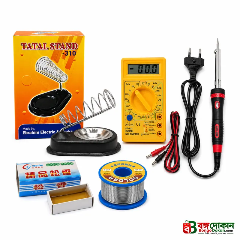 Master 5-in-1 Soldering Combo Kit – 60W Electric Soldering Iron, Digital Multimeter, Iron Stand, Solder Wire Lead & Rosin for Electronics Repair & DIY Projects - বাংলাদেশে সেরা দাম ও এক্সক্লুসিভ ডিজাইন - গ্যালারি