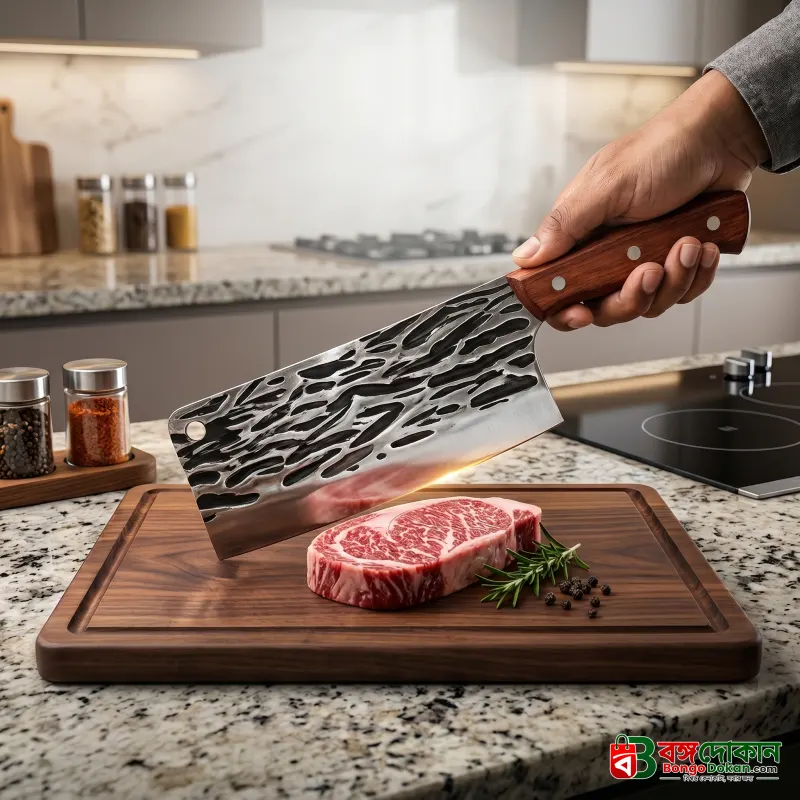 Master Your Kitchen: Premium Hammered Finish Chef's Cleaver - বাংলাদেশে সেরা দাম ও লাইফস্টাইল কালেকশন - গ্যালারি