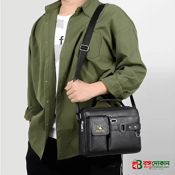 Men's Pu Leather Shoulder Bag (Black shape) - বাংলাদেশে সেরা দাম ও প্রিমিয়াম কোয়ালিটি - গ্যালারি