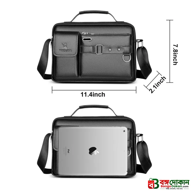 Men's Pu Leather Shoulder Bag (Black shape) - বাংলাদেশে সেরা দাম ও প্রিমিয়াম কোয়ালিটি - গ্যালারি