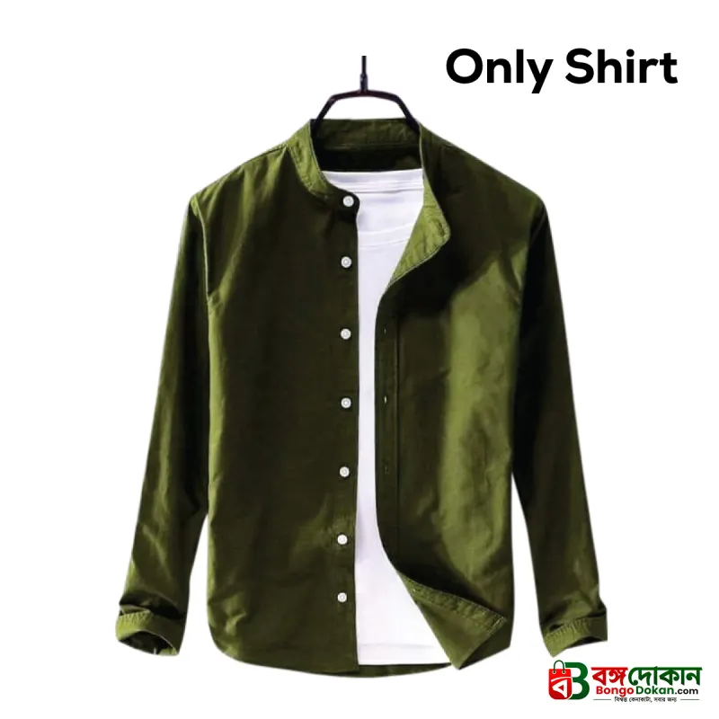 Men's Solid Colour Ban color Shirt  (olive) - বাংলাদেশে সেরা দাম ও নতুন কালেকশন - গ্যালারি