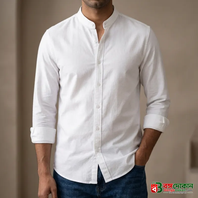 Men's Solid Colour Ban color Shirt  (white) - বাংলাদেশে সেরা দাম ও নতুন কালেকশন - বাংলাদেশে সেরা অফার ও দাম