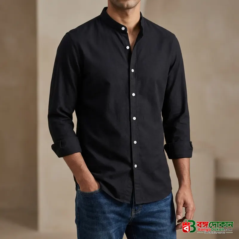 Men's Solid Colour Ban color Shirt  (Black) - বাংলাদেশে সেরা দাম ও নতুন কালেকশন - বাংলাদেশে সেরা অফার ও দাম