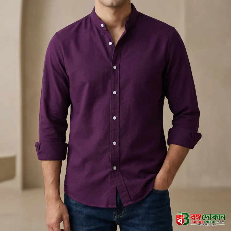 Men's Solid Colour Ban color Shirt  (purple) - বাংলাদেশে সেরা দাম ও নতুন কালেকশন - বাংলাদেশে সেরা অফার ও দাম