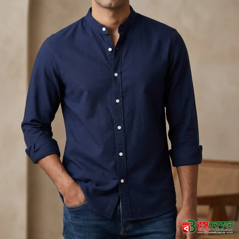 Men's Solid Colour Ban color Shirt (Navy) - বাংলাদেশে সেরা দাম ও নতুন কালেকশন - বাংলাদেশে সেরা অফার ও দাম
