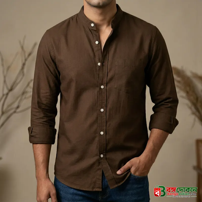 Men's Solid Colour  Ban color Shirt  ( deep Sepia ) - বাংলাদেশে সেরা দাম ও নতুন কালেকশন - বাংলাদেশে সেরা অফার ও দাম