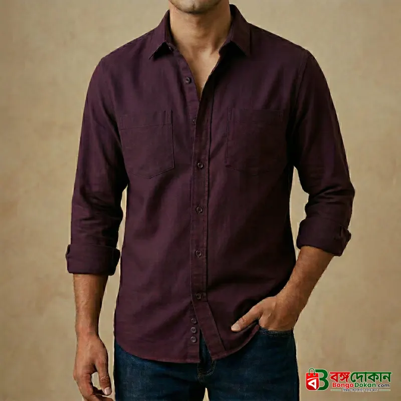 Men's Solid Colour Cotton Shirt (purple) - বাংলাদেশে সেরা দাম ও নতুন কালেকশন - বাংলাদেশে সেরা অফার ও দাম