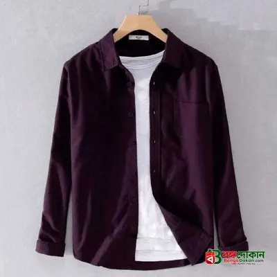 Men's Solid Colour Cotton Shirt (purple) - বাংলাদেশে সেরা দাম ও নতুন কালেকশন - গ্যালারি