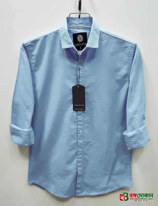 Men's Solid Colour Cotton Shirt (Sky) - বাংলাদেশে সেরা দাম ও নতুন কালেকশন - বাংলাদেশে সেরা অফার ও দাম