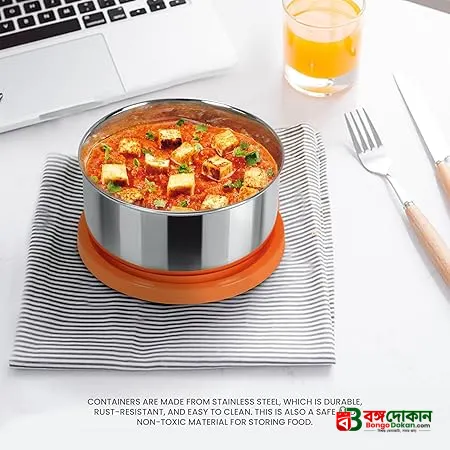 MILTON Triyum Stainless Steel Tiffin, 3 Container, 280 ml Each, with Jacket, Spoon & Fork, Orange | Lunch Box | Food Grade | Odour Proof | Light Weight | Hygienic - বাংলাদেশে সেরা দাম ও উইন্টার কালেকশন - গ্যালারি