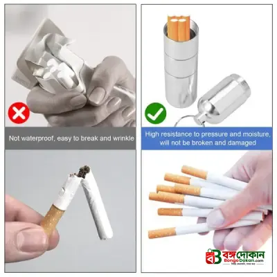 Mini Aluminium Cigarette Case, Key Ring with Cigarette Cases, Waterproof Round Cigarettes for Men, Portable Cigarette Box for Travel, Hiking, Camping - বাংলাদেশে সেরা দাম ও এক্সক্লুসিভ ডিজাইন - গ্যালারি