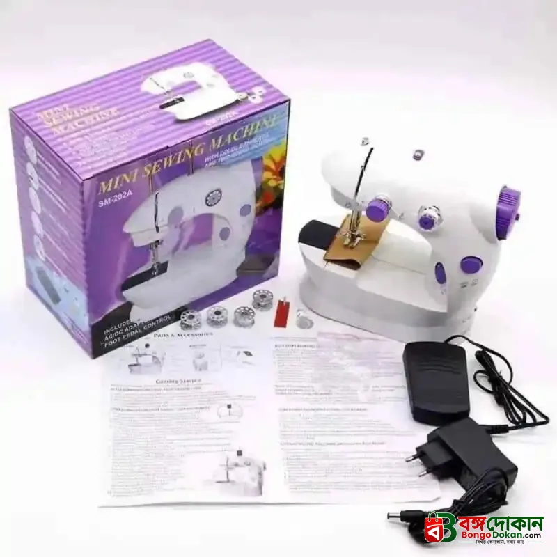 Mini Sewing Machine SM-202A – Portable Dual Speed Electric Sewing Machine with LED Light, Foot Pedal, AC Adapter & Double Thread System for Home Use - বাংলাদেশে সেরা দাম ও স্পেসিফিকেশন - গ্যালারি