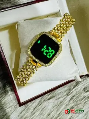 New Trend Fashion Steel Chain Diamond Women Watch Full Diamond Touch Screen LED Water Diamond Bracelet Watch (Golden) - বাংলাদেশে সেরা দাম ও আকর্ষণীয় কালেকশন - গ্যালারি