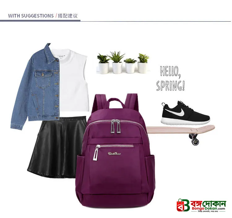 Nylon Backpack Durable Waterproof Casual Shoulder Bag (purple) - বাংলাদেশে সেরা দাম ও লাইফস্টাইল কালেকশন - গ্যালারি