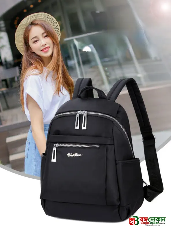 Nylon Backpack Durable Waterproof Casual Shoulder Bag (Black) - বাংলাদেশে সেরা দাম ও লাইফস্টাইল কালেকশন - গ্যালারি