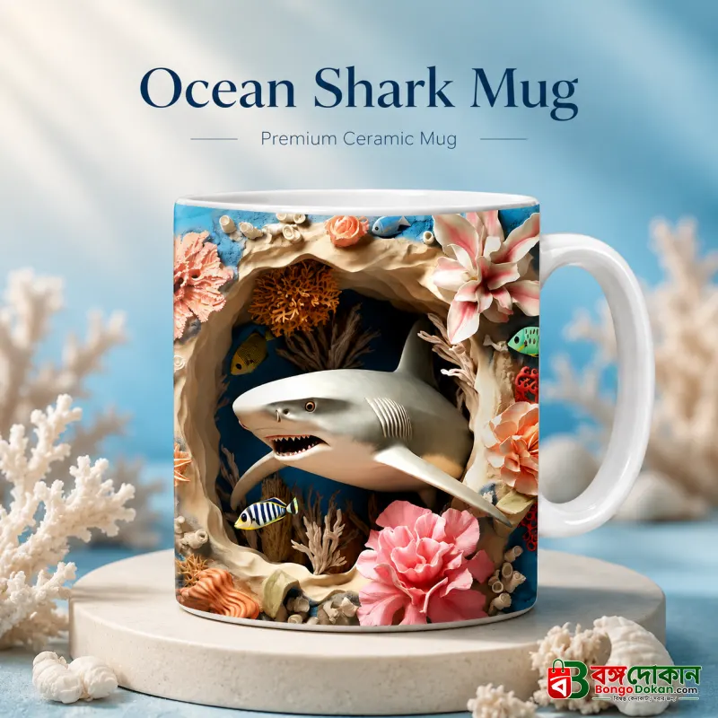 Ocean Shark Mug – Premium Ceramic Coffee Mug with 3D Underwater Shark Design, Microwave & Dishwasher Safe - বাংলাদেশে সেরা দাম ও লাইফস্টাইল কালেকশন - বাংলাদেশে সেরা অফার ও দাম