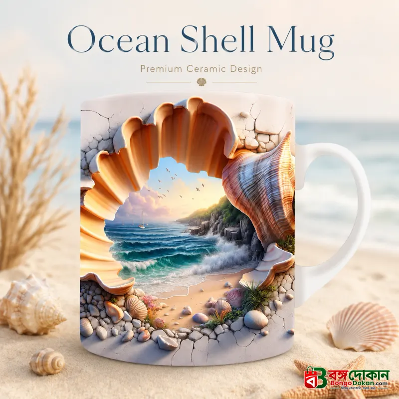 Ocean Shell Mug – Premium Ceramic Coffee Mug with 3D Seaside Shell Wraparound Design, Microwave & Dishwasher Safe - বাংলাদেশে সেরা দাম ও লাইফস্টাইল কালেকশন - বাংলাদেশে সেরা অফার ও দাম
