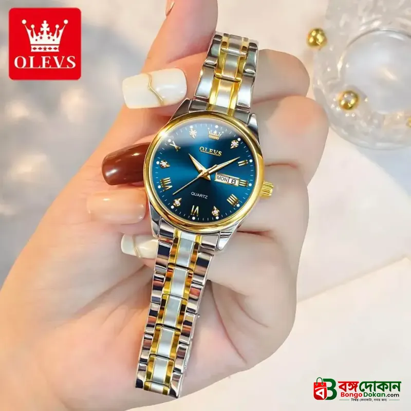Olevs 5563 Luxury Fashion Round Women’s Watch – Silver & Blue - বাংলাদেশে সেরা দাম ও আকর্ষণীয় কালেকশন - গ্যালারি