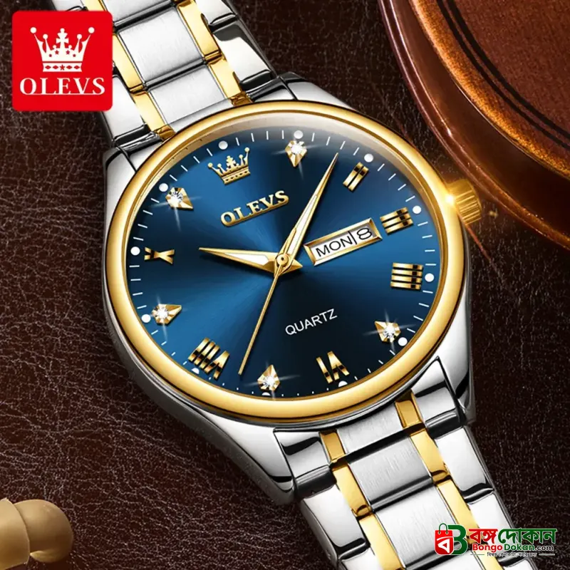 Olevs 5563 Luxury Fashion Round Women’s Watch – Silver & Blue - বাংলাদেশে সেরা দাম ও আকর্ষণীয় কালেকশন - গ্যালারি