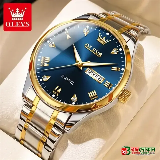 Olevs 5563 Luxury Fashion Round Women’s Watch – Silver & Blue - বাংলাদেশে সেরা দাম ও আকর্ষণীয় কালেকশন - গ্যালারি