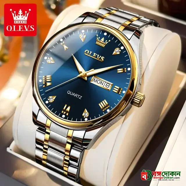 Olevs 5563 Luxury Fashion Round Women’s Watch – Silver & Blue - বাংলাদেশে সেরা দাম ও আকর্ষণীয় কালেকশন - গ্যালারি