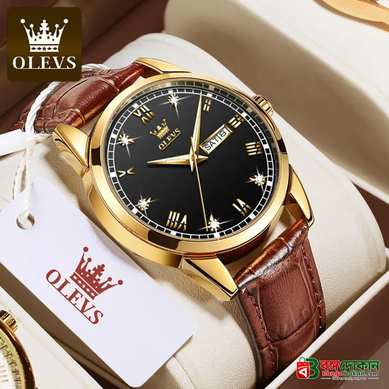 OLEVS 6896 Luxury Simple and Modern Watch (Black) - বাংলাদেশে সেরা দাম ও নতুন কালেকশন - বাংলাদেশে সেরা অফার ও দাম