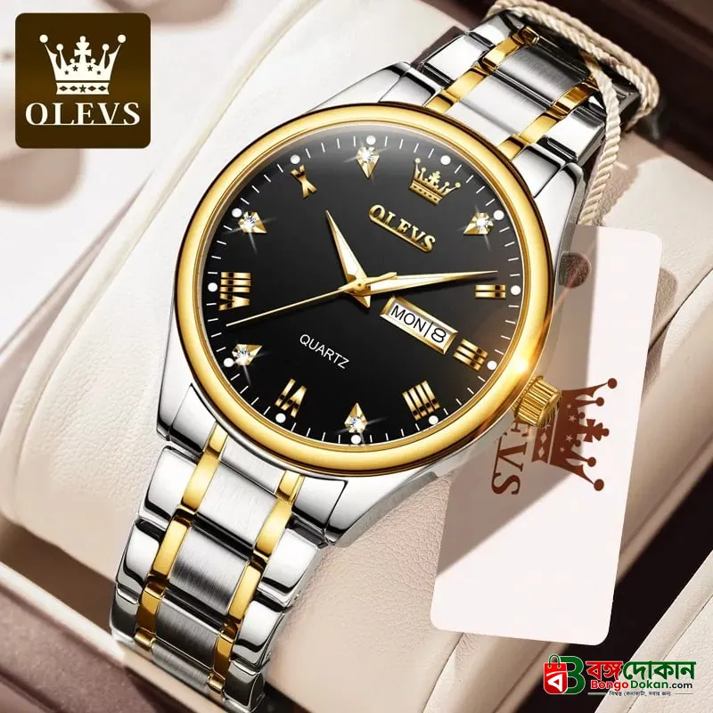 Olevs Luxury Men’s Quartz Watch(Black -White) - বাংলাদেশে সেরা দাম ও নতুন কালেকশন - বাংলাদেশে সেরা অফার ও দাম